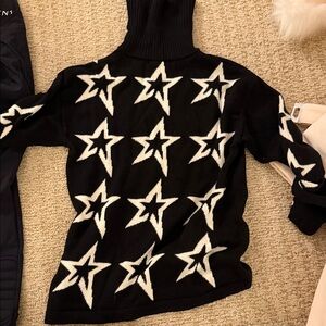 Perfect Moment Black and White Star Ski Turtleneck Sweater
